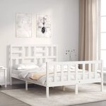 vidaXL Cadre de lit sans matelas blanc bois de pin massif