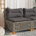 vidaXL Canapé de jardin sans accoudoirs coussins gris résine tressée