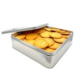 Boîte à biscuits fer blanc  vernis alimentaire  23 x 23 x 7 cm