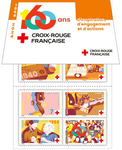Carnet 10 timbres - La Croix Rouge Française - 160 ans d'inspiration, d'engagement et d'actions - Lettre Verte