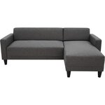 Canapé d'angle fixe 4 places BOB - Tissu anthracite - Réversible - 197 x 117 x 65 cm