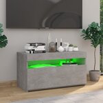 vidaXL Meuble TV avec lumières LED Gris béton 75x35x40 cm