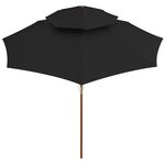 vidaXL Parasol à deux étages avec mât en bois noir 270 cm
