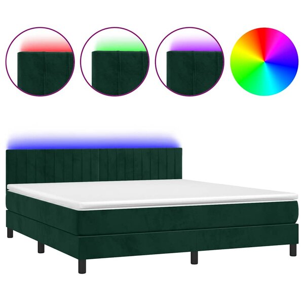 vidaXL Sommier à lattes de lit avec matelas LED Vert foncé 180x200 cm