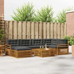 vidaXL Ensemble de canapés d'extérieur 7 Pièces Naturel et Anthracite