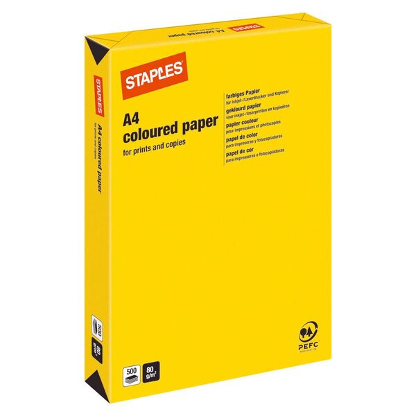 Papier couleur A4 Jaune vif 80g Coloured Paper - Ramette de 500 feuilles (ramette 500 feuilles)