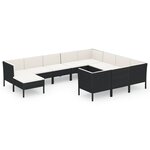 vidaXL Salon de jardin 11 Pièces avec coussins Résine tressée Noir