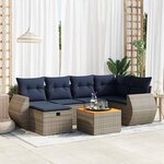 vidaXL Salon de jardin avec coussins 7 Pièces gris résine tressée