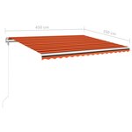 vidaXL Auvent automatique capteur de vent LED 450x350 cm Orange marron