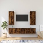vidaXL Ensemble de meubles TV 4 Pièces Chêne fumé Bois d'ingénierie