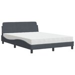 vidaXL Lit avec matelas gris foncé 120x200 cm velours