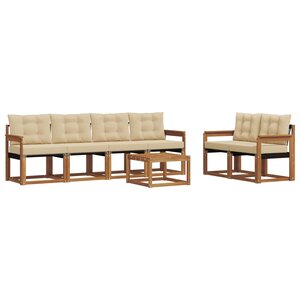 vidaXL Ensemble de canapés d'extérieur 7 pc Naturel et Beige
