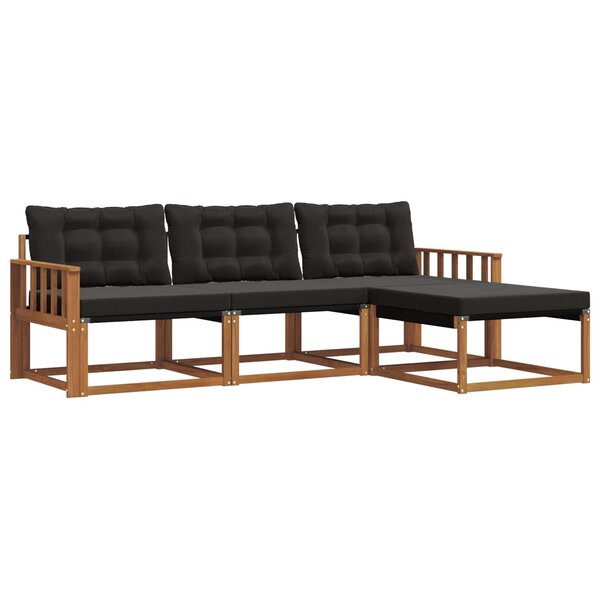 vidaXL Ensemble de canapés d'extérieur 4 pc Naturel et noir