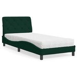 vidaXL Lit avec matelas vert foncé 90x190 cm velours