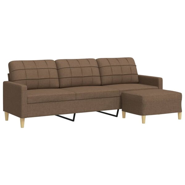 vidaXL Canapé à 3 places avec repose-pieds Marron 210 cm Tissu