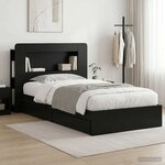 vidaXL Cadre de lit avec rangement Noir 90 x 190 cm Bois d'ingénierie
