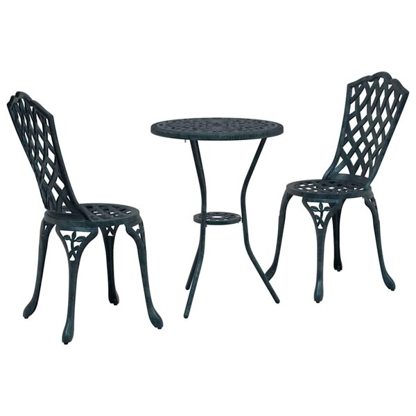 vidaXL Ensemble bistro de jardin 3 pc Vert Aluminium