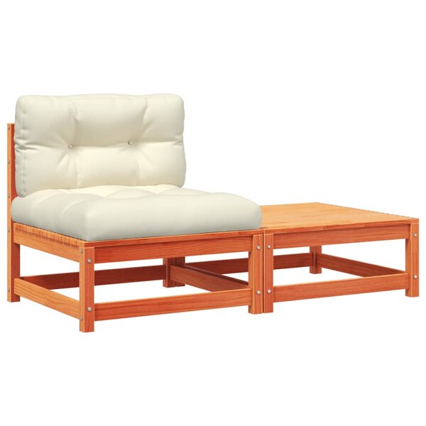 vidaXL Canapé de jardin sans accoudoirs avec coussins et repose-pieds