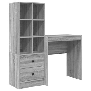 vidaXL Bureau avec tiroir avec étagère avec stockage 2 Pièces Gris Sonoma