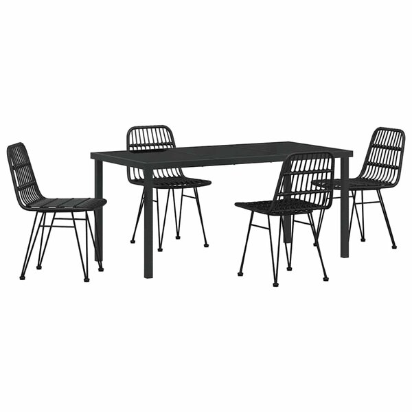 vidaXL Ensemble de salle à manger pour jardin 5 Pièces Noir Poly rotin