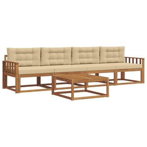 vidaXL Ensemble de canapés d'extérieur 5 Pièces Naturel et Beige