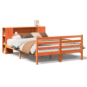 vidaXL Lit bibliothèque sans matelas cire marron 160x200 cm pin massif