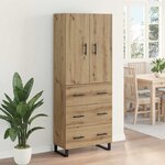 vidaXL Haut Armoire 2 Pièces Chêne artisanal Bois Aggloméré et Verre