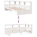 vidaXL Lit bibliothèque sans matelas blanc 100x200 cm bois pin massif