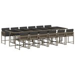 vidaXL Ensemble à manger de jardin coussins 13 Pièces gris résine tressée