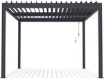 Pergola bioclimatique avec led "Windsor" en aluminium 3 x 4 - Gris