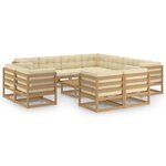 vidaXL Salon de jardin 12 Pièces avec coussins marron miel bois de pin