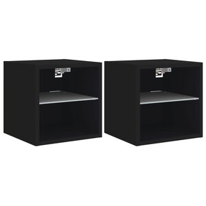 vidaXL Meubles TV muraux avec lumières LED 2 Pièces noir 30x28 5x30 cm