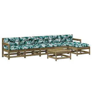 vidaXL Salon de jardin 7 Pièces avec coussins bois de pin imprégné