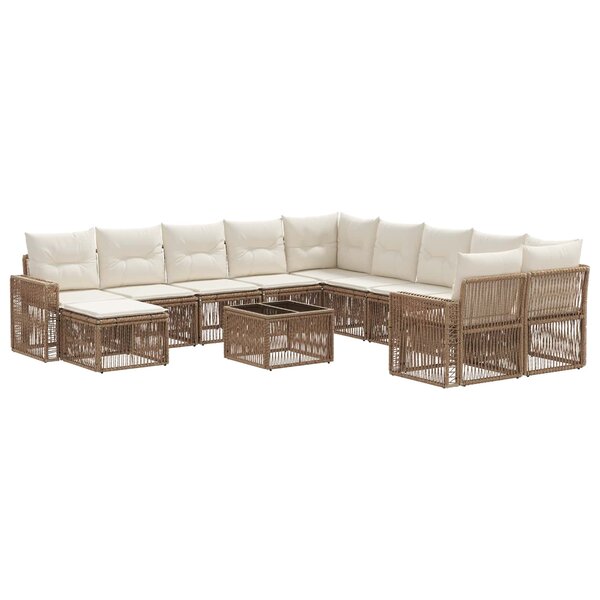 vidaXL Ensemble de canapé de jardin 12 Pièces Beige et blanc crème