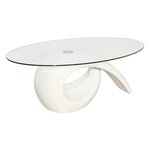 vidaXL Table basse avec dessus de table en verre ovale Blanc brillant