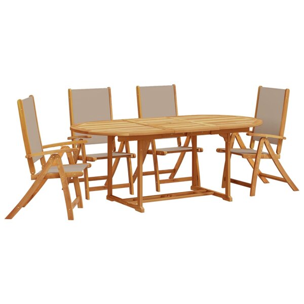 vidaXL Ensemble à manger de jardin 5Pièces bois d'acacia solide textilène