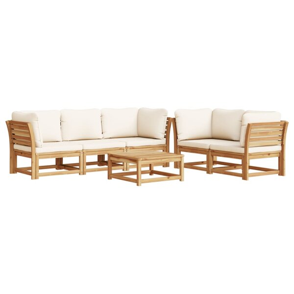 vidaXL Salon de jardin 6 Pièces avec coussins bois d'acacia solide