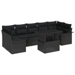 vidaXL Ensemble de jardin de 8 pièces avec des coussins en rotin noir.