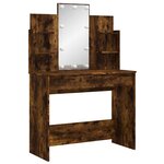 vidaXL Coiffeuse avec lumières LED chêne fumé 96x40x142 cm