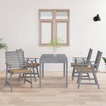 vidaXL Chaises à manger d'extérieur et coussins lot de 4 Acacia massif