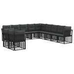 vidaXL Ensemble de canapés d'extérieur Noir Polyester