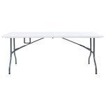 Table pliable de jardin avec 2 bancs 180 cm acier et pehd blanc 02_0018691