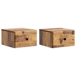 vidaXL Cabinet de chevet mural 2 Pièces Bois ancien 34 5 x 33 x 20 cm