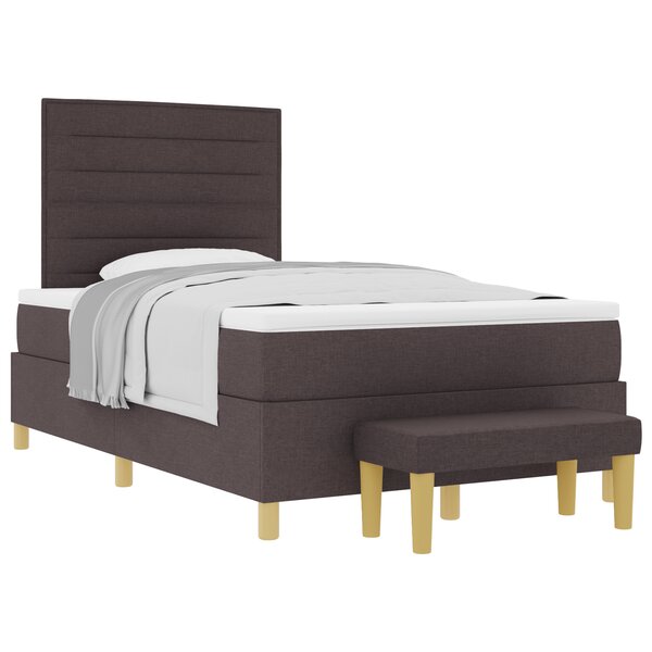 vidaXL Lit ressort avec matelas et banc marron foncé 120x200 cm tissu