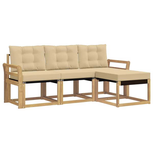 vidaXL Ensemble de canapés d'extérieur 4 pc Blanc et Beige