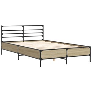vidaXL Cadre de lit chêne sonoma 120x190 cm bois d'ingénierie et métal