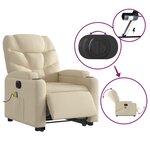 vidaXL Fauteuil inclinable de massage électrique Crème Tissu