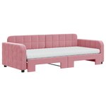 vidaXL Lit de jour avec gigogne et matelas rose 90x200 cm velours
