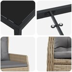Ensemble repas jardin 3 pièces poly rattan beige vidaXL