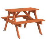 vidaXL Table de pique-nique pour 4 enfants avec trou de parasol sapin